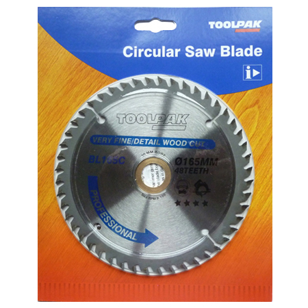 TCT Circular Saw Blade 165mm x 30mm x 48T Professional Toolpak